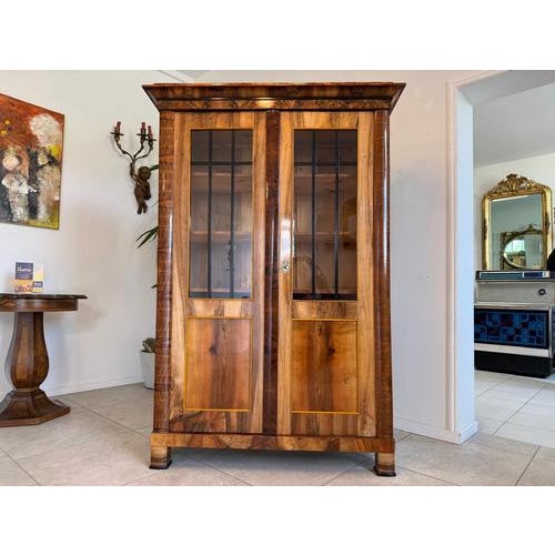 For Sale: Original Biedermeier Glass Display Cabinet, Collector's Cabinet, Walnut, Height x Width x Depth 179 x 122 x 45...
