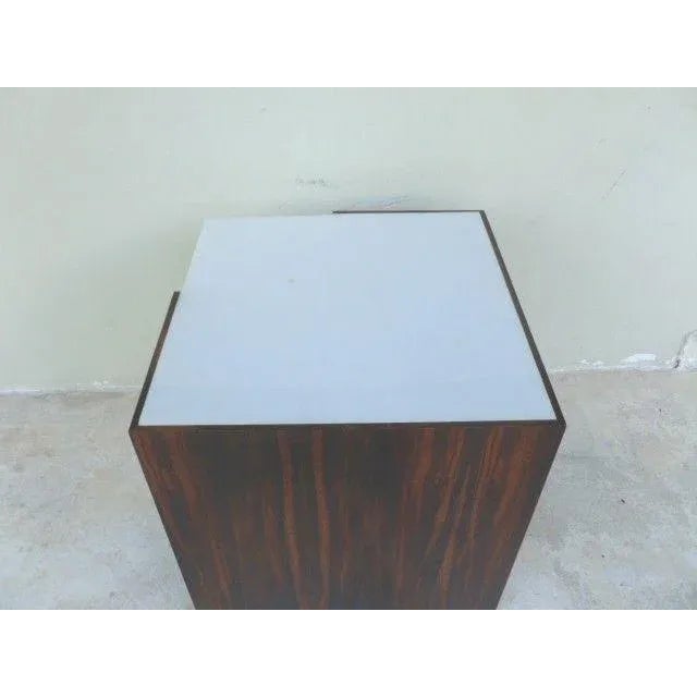 1970s Mid Century Modern Rosewood & Acrylic Floor Lamp Table For Sale In Miami - Image 6 of 13