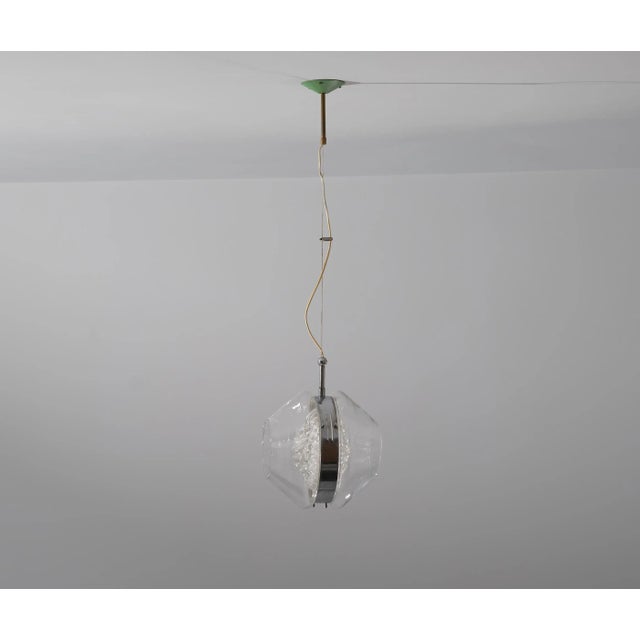 Italian Pendant Lamp in Murano Glass and Brass, 1960s For Sale - Image 4 of 13