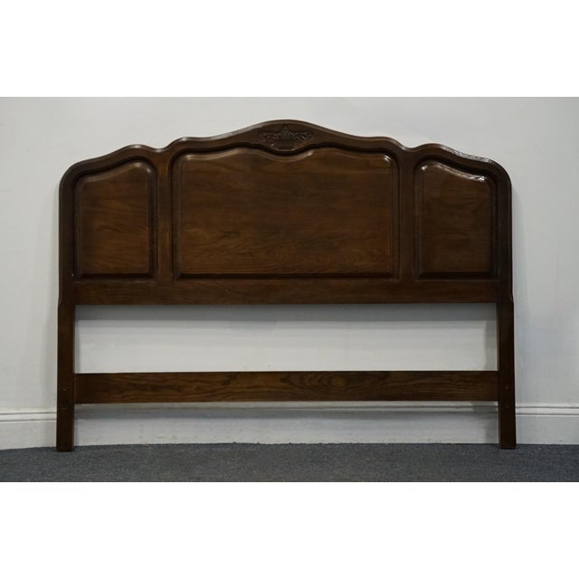 French Provincial Davis Cabinet Solid Walnut Country French Provincial Style Queen Size Headboard For Sale - Image 3 of 7