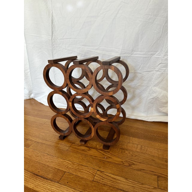 Mid-Century Modern Kustom Kraft Walnut 9-Bottle Wine Rack, Usa 1960s For Sale In Salt Lake City - Image 6 of 9