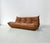 1970s French Togo Sofa in Dark Cognac Leather attributed to Michel Ducaroy for Ligne Roset For Sale - Image 5 of 12