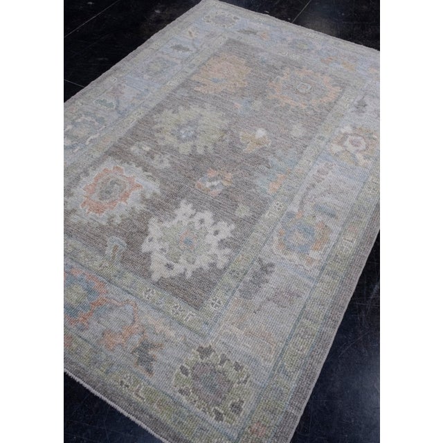 Turkish Oushak Rug 4'4" x 6'3" For Sale - Image 4 of 8