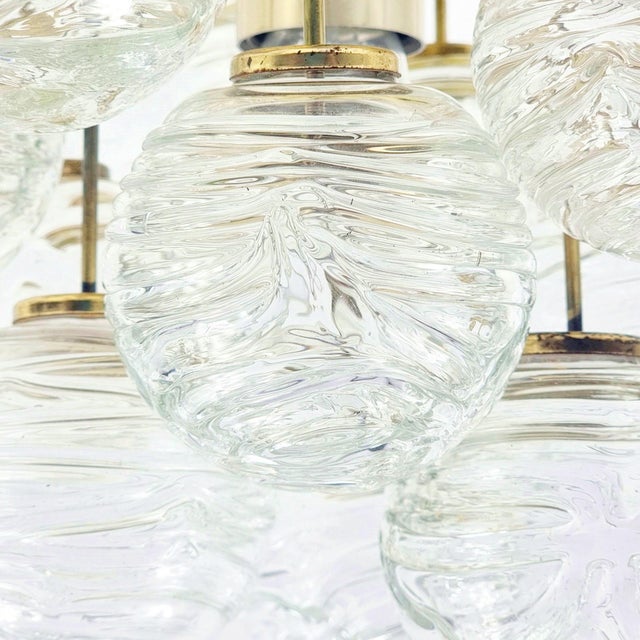 Mid-Century Sputnik Murano Glass & Brass Flush Mount from Doria, Germany,1970s For Sale - Image 4 of 11