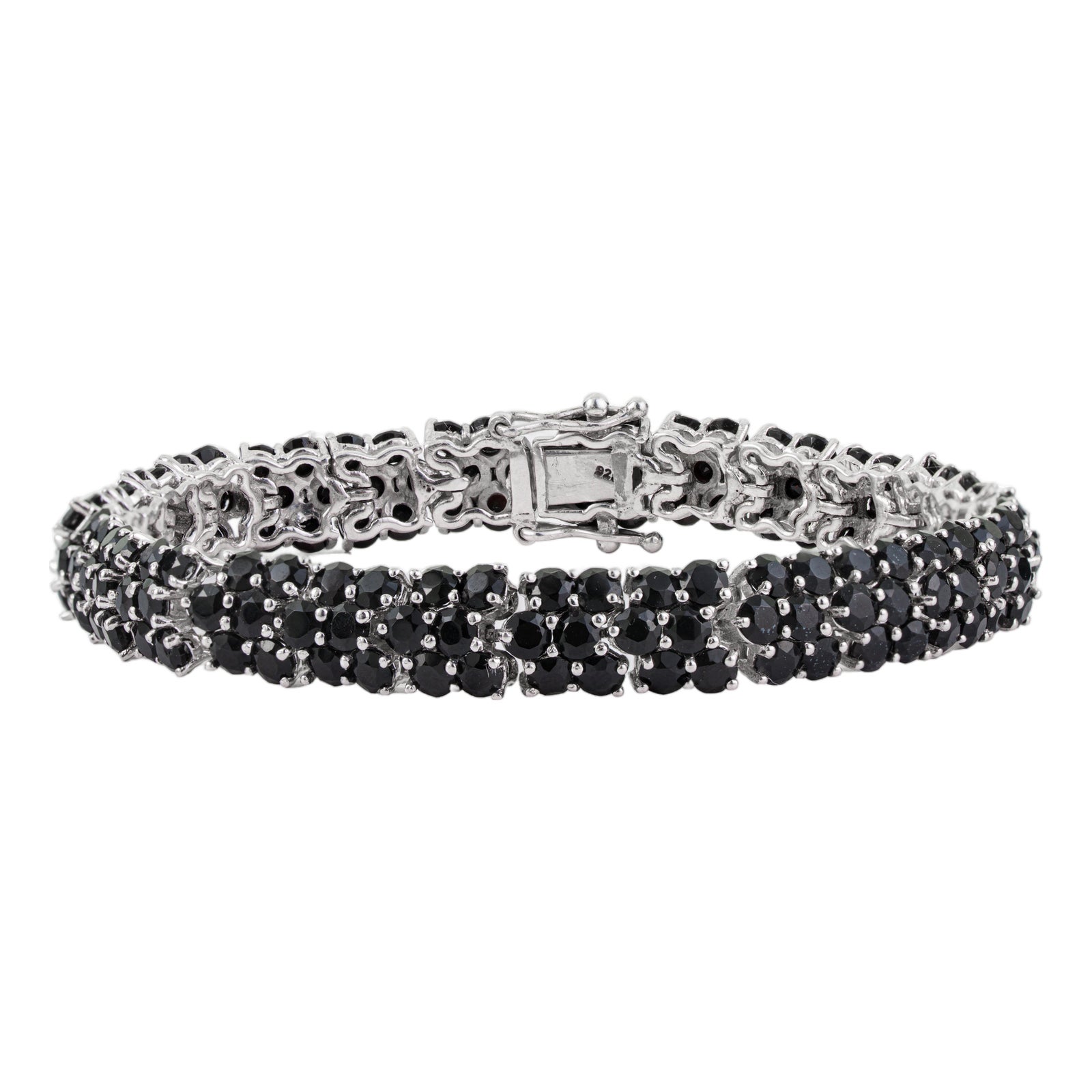 Wide Three Row Mosaic 14.37 CTW Black Onyx Tennis Bracelet in 925 ...