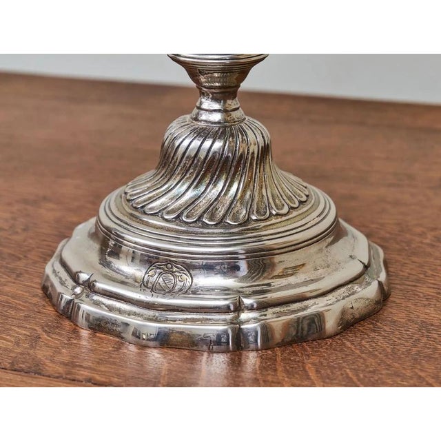 Silver-Plated Bronze 3-Armed Candelabras, Set of 2 For Sale - Image 3 of 10