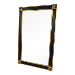 Vintage Black & Gold Regency or Empire Style Beveled Mirror For Sale