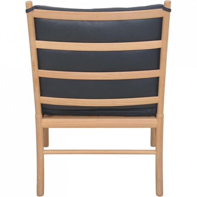 Vintage Colonial Chair in Ash and Black Leather by Ole Wanscher, 2000s For Sale - Image 9 of 14