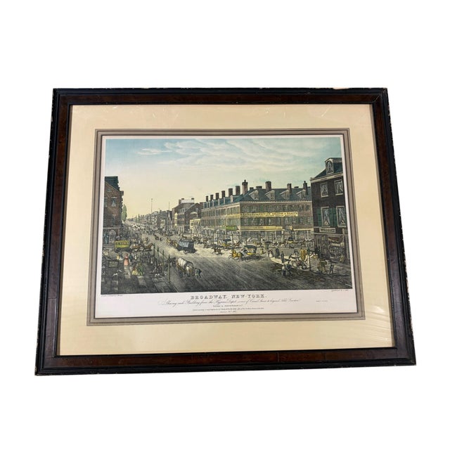 Wood Vintage Lithograph of 19th Broadway Panoramic by Stanley" 39.75"w For Sale - Image 7 of 10