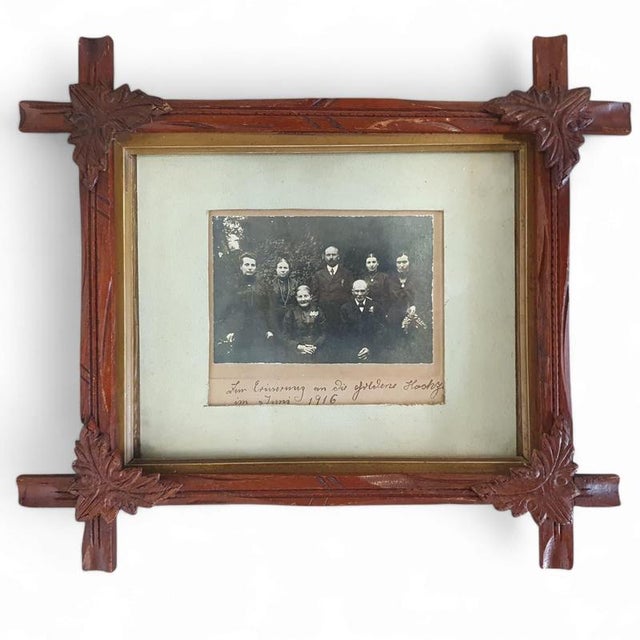 Antique Acorn and Leaf-Carved Oak Photo Frame, 1916 For Sale - Image 5 of 5