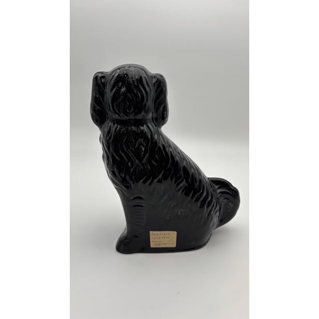 Late 20th Century Antique Staffordshire Jackfield Black Spaniel Dogs Pair Gold Gilt c.1900 10.5” For Sale - Image 5 of 6