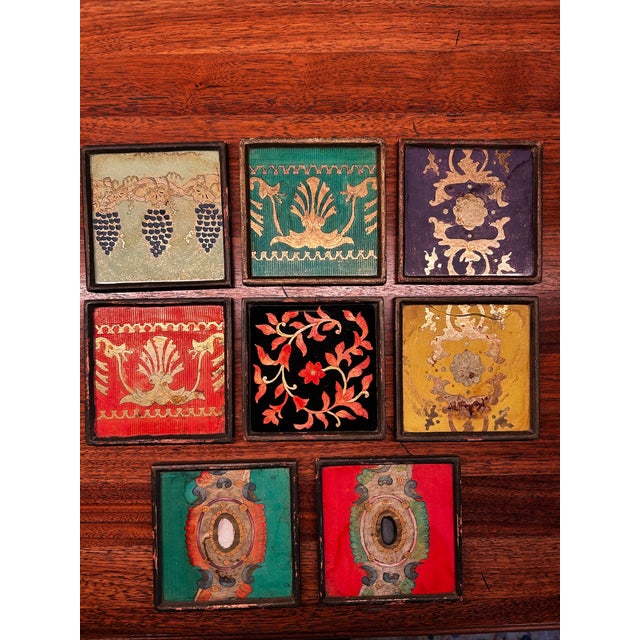 1920s Set of 8 Framed Verre Eglomise Italian Plaques or Coasters With Venetian Designs For Sale In Washington DC - Image 6 of 6