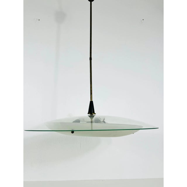 1950s Mid-Century Italian Brass and Glass Ceiling Lamp, 1950s For Sale - Image 5 of 13