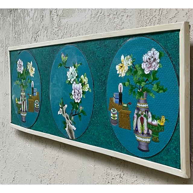 Exquisite Reimagined Chinese Antique Wall Panel – Floral , Art by Joseph Malekan For Sale - Image 4 of 14