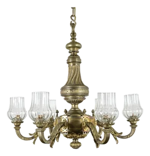 French 19th Century Bronze & Blown Glass Chandelier