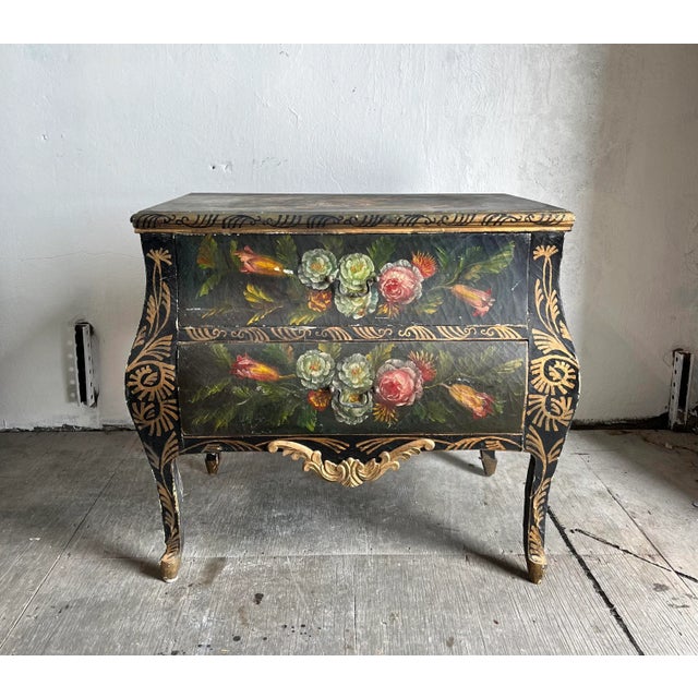 Painted Linen Wrapped Bombe Chest For Sale - Image 10 of 10