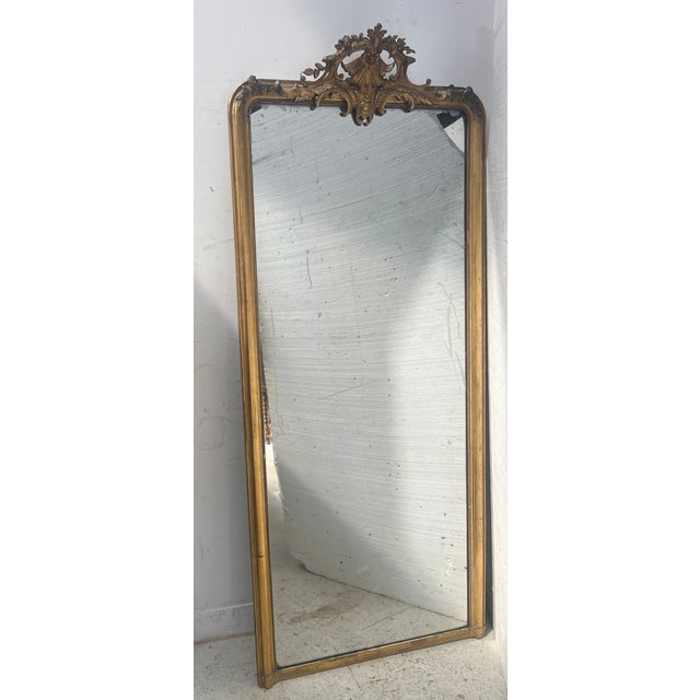 Rococo Style Gilded Mirror in Wood and Gilded Stucco, 1800s For Sale - Image 4 of 13