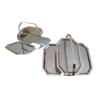 1930s Art Deco Chase Chrome Folding Serving Trays - a Pair For Sale