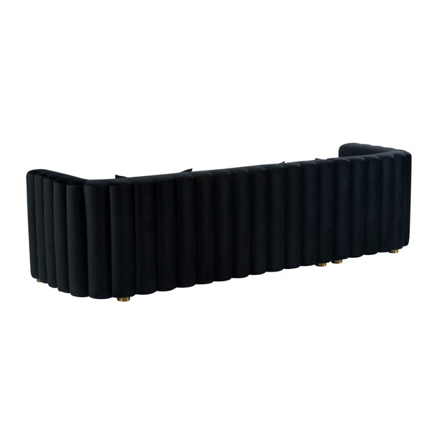 Transitional Callie Black Velvet Sectional, Left Arm Facing For Sale - Image 3 of 7