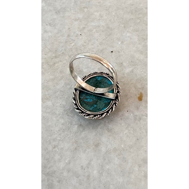 American Vintage Sterling Silver Turquoise Ring For Sale - Image 3 of 5