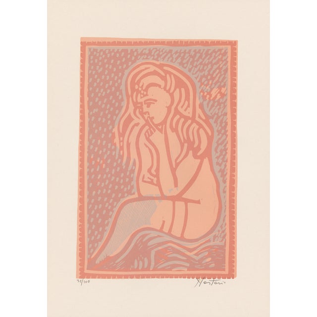 Limited Edition 1970 Linocut "The Dream 3" by Alessandro Nastasio For Sale