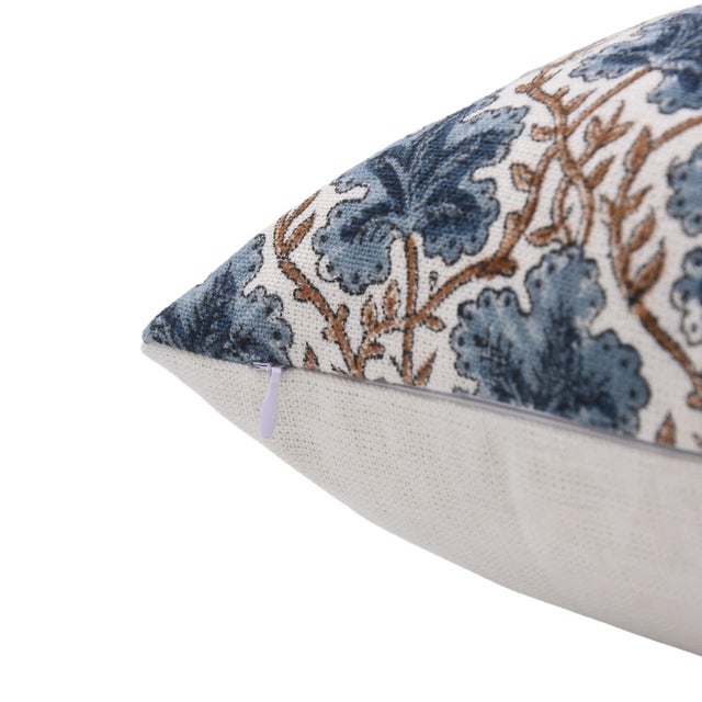 Art Deco Fabdivine Indian Block Print Cushion Cover 26x26 Inch Off-White Linen-Pushp Shamita For Sale - Image 3 of 3