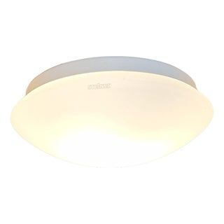 Flat Vintage Ceiling Lamp with White Opal Glass Shade from Steinel, 1980s For Sale