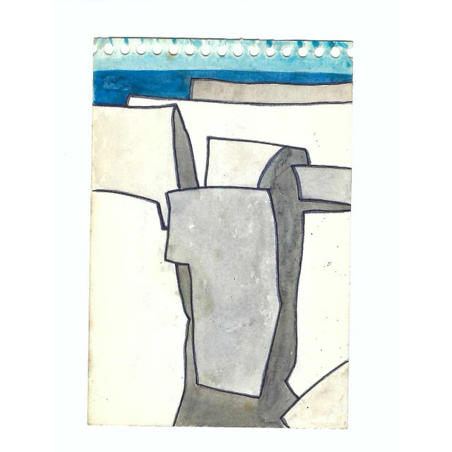 Painting on paper by Robert Henry Angeloch (1922-2011), double sided with a sketch on the back, estate stamp on the back....