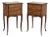 Pair of French Marble Top Marquetry Side Tables ~ Nightstands For Sale