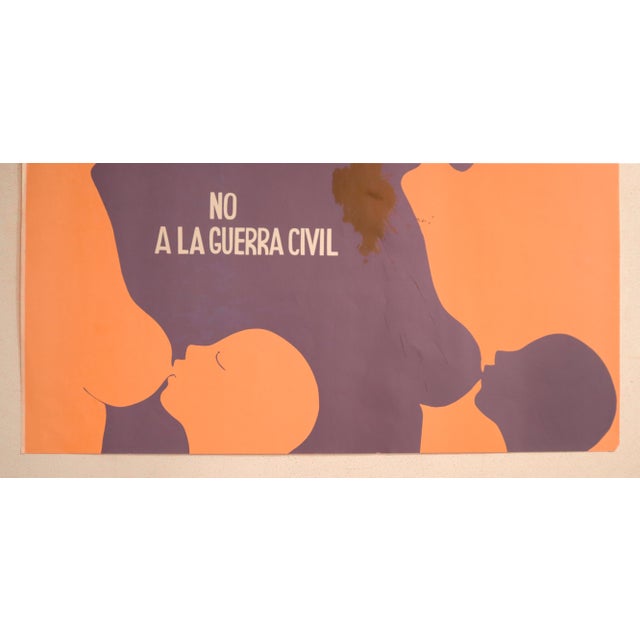 Illustration 1970s Chilean Political Poster, "No a La Guerra Civil" (No to Civil War) For Sale - Image 3 of 5