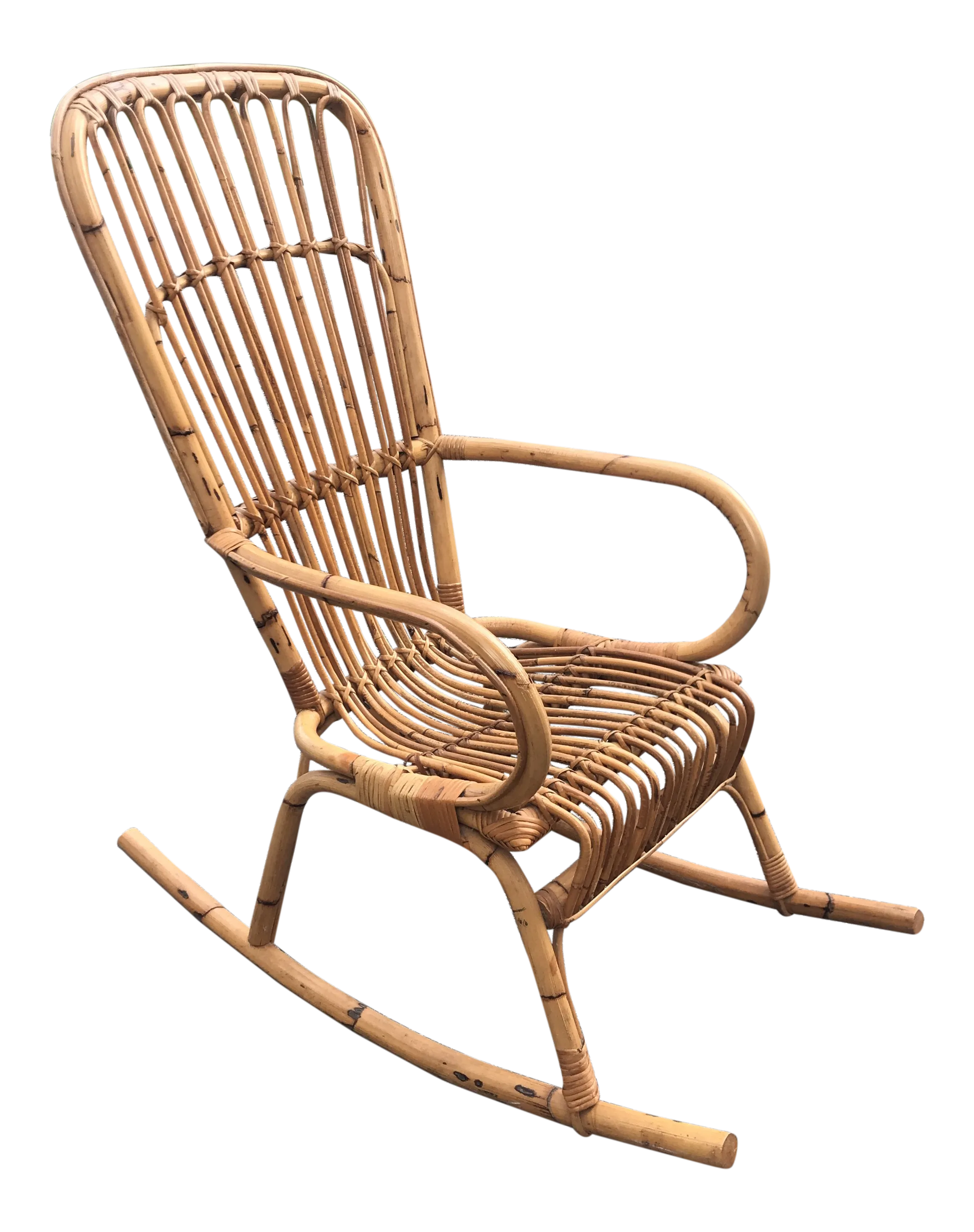 1970s Vintage Franco Albini Bamboo Rocking Chair** | Chairish