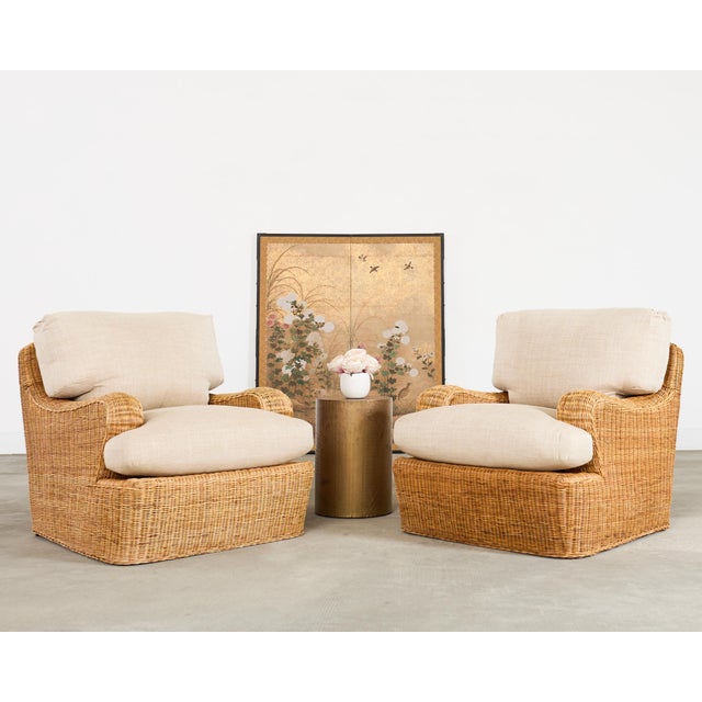 A rare matching wicker lounge set designed by Ralph Lauren in the California coastal organic modern taste. The set...