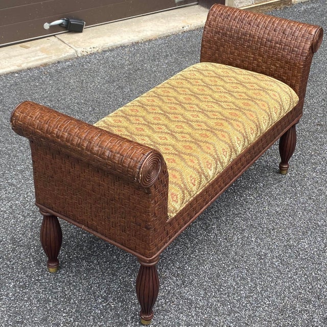 Ethan Allen "Wakeby" Woven Rattan Bench Chairish