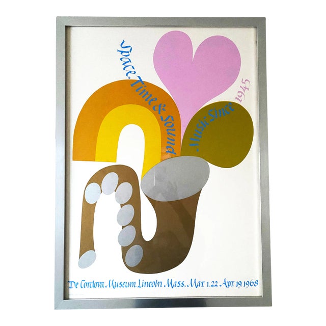 1960s "Space, Time and Sound" Carol Summers Original Exhibition Poster, Framed For Sale