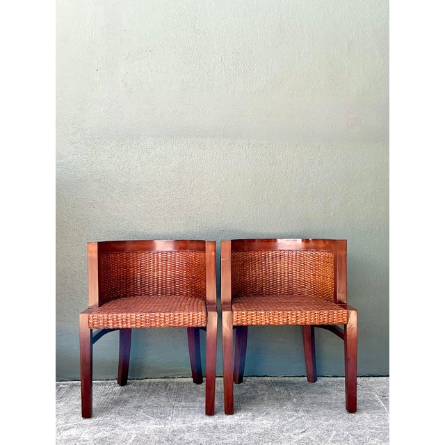 Vintage Ralph Lauren Mahogany Barrel Back Dining Chairs - Set of 2 For Sale In West Palm - Image 6 of 12