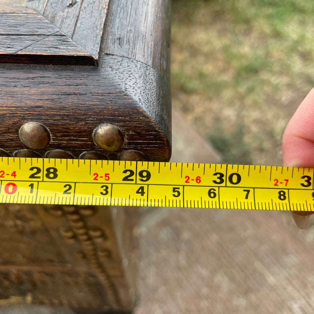 Zanzibar Blanket Chest Teak Wood With Brass Metal Overlay For Sale - Image 9 of 12