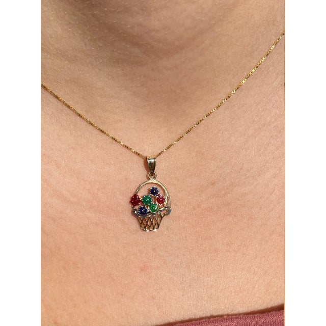 The Noack: Yellow Gold Flower Basket Pendant For Sale - Image 4 of 4