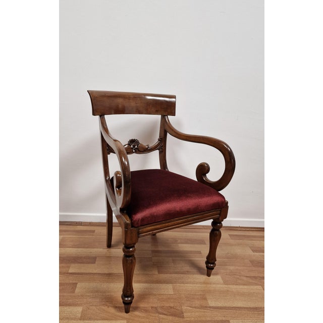 Empire Style Walnut Armchairs, Early 19th Century, Set of 2 For Sale - Image 5 of 17