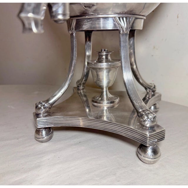 Antique English Sheffield Plate Silverplate Hot Water Urn Samovar W Lion Handles For Sale - Image 10 of 18