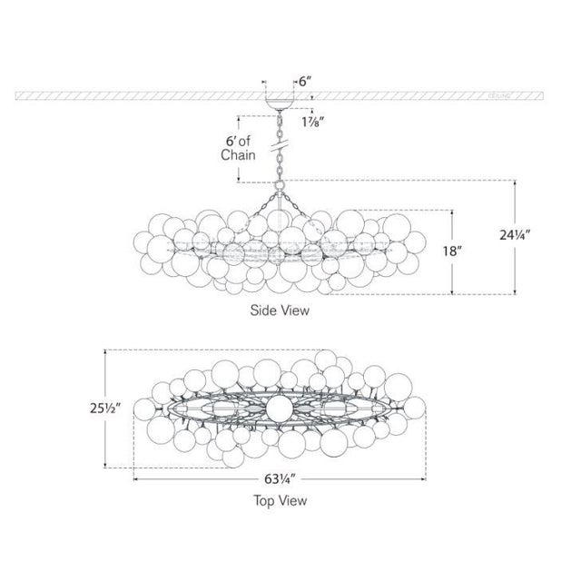 Julie Neill for Visual Comfort Signature Talia Large Linear Chandelier in Plaster White with Clear Swirled Glass For Sale In Houston - Image 6 of 6