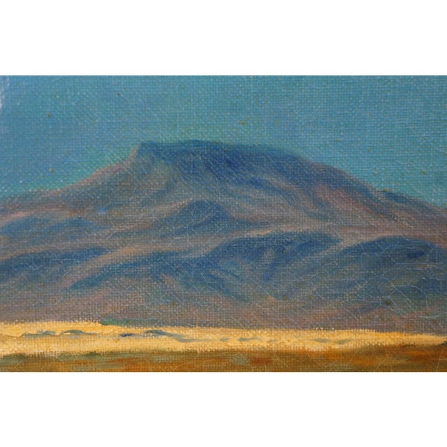 Late 20th Century Tiger on the Watch Camel Landscape Oil Painting After Jean Leon Gerome 46" For Sale - Image 12 of 13