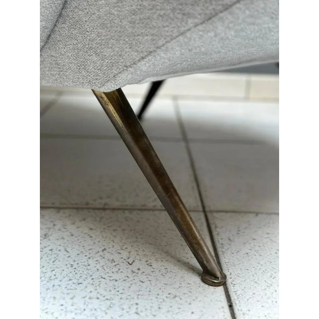 Vintage Fabric & Brass Armchair by Nino Zoncada, 1950s For Sale - Image 4 of 11