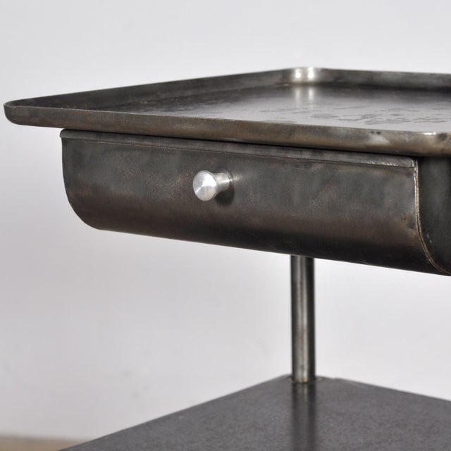 Metal Vintage Iron Nightstand, 1950 For Sale - Image 7 of 12