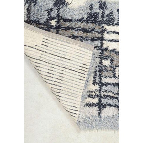 Scandinavian Wool in Black, Grey, and Cream Tones Rya Rug, 1960s For Sale - Image 4 of 5