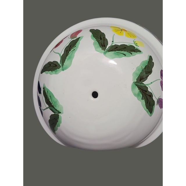 Late 20th Century Hand Painted Floral Italian Terra Cotta Wall Hanging Planter For Sale - Image 9 of 10