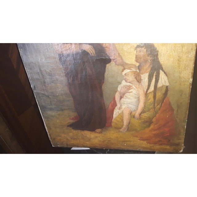 C1800 Antique Oil on Canvas Signed Italian Painting - Canvas Professionally Rebacked for Safety - Unframed For Sale - Image 4 of 12