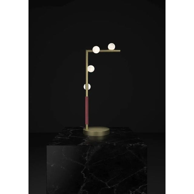 Demetra brushed brass table lamp by alabastro italiano dimensions: d 20 x w 35 x h 67 cm. Materials: white alabaster,...