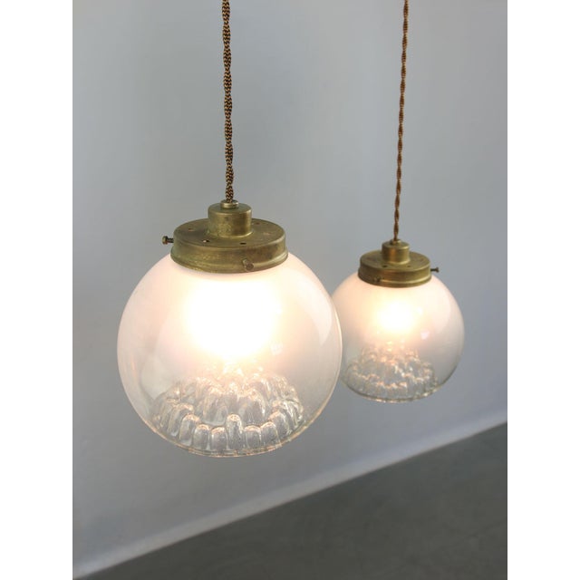 Mid-Century Murano Glass and Brass Pendant Lamp For Sale - Image 11 of 16
