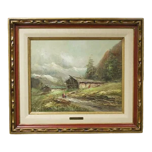 Follini Oil Painting W/Linen Mat Border