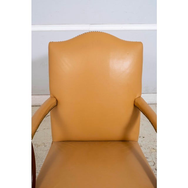 1970s Pair of Mahogany Leather Martha Washington Style Armchairs For Sale - Image 5 of 18